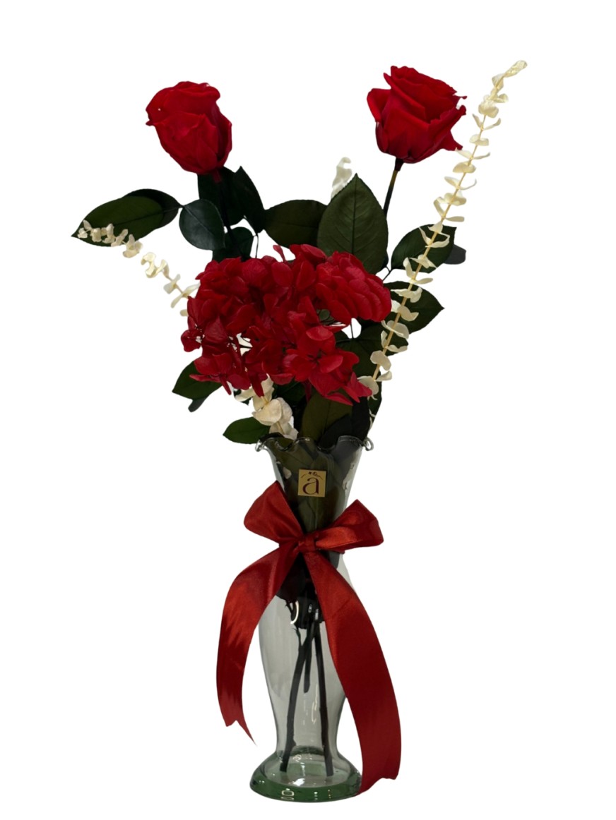 Florero preservado Hortensias