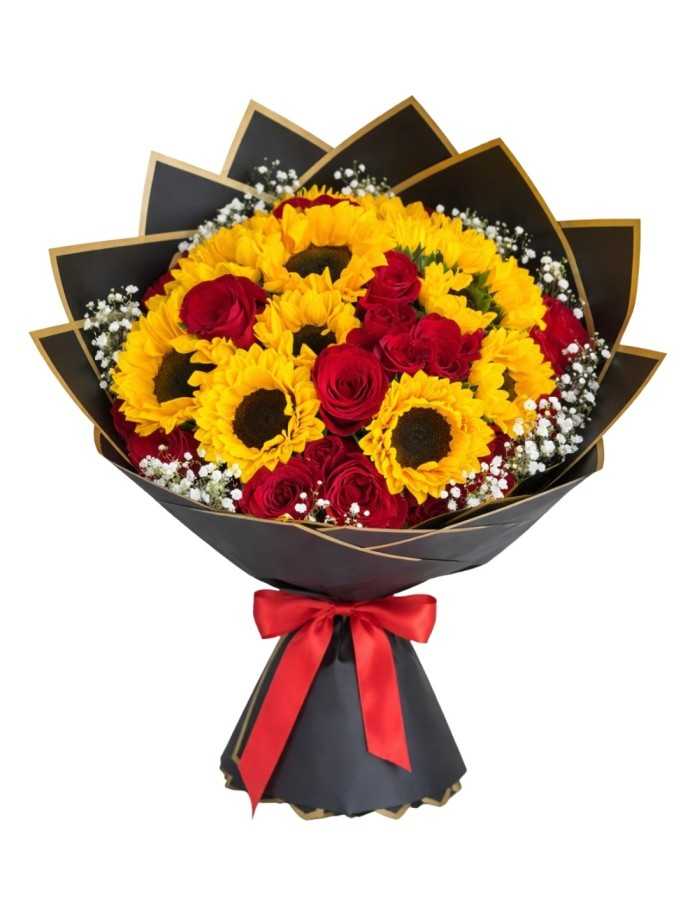 Ramo alegría (15 girasoles - 20 rosas)