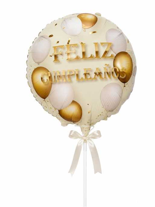 Globo metalizado beige de feliz cumpleaños