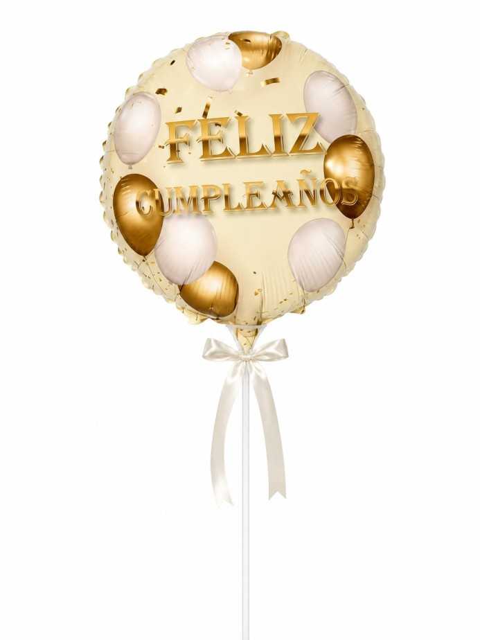 Globo metalizado beige de feliz cumpleaños 2